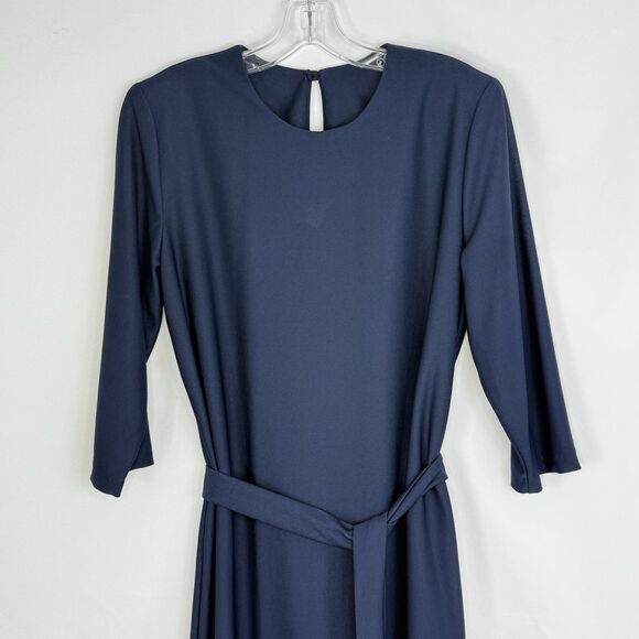Vintage Antthony Richards Women Navy Blue Midi Dress Tie Waist Size 12 - Picture 11 of 14